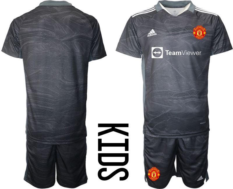Youth 2021-2022 Club Manchester United black goalkeeper blank Soccer Jersey->youth soccer jersey->Youth Jersey